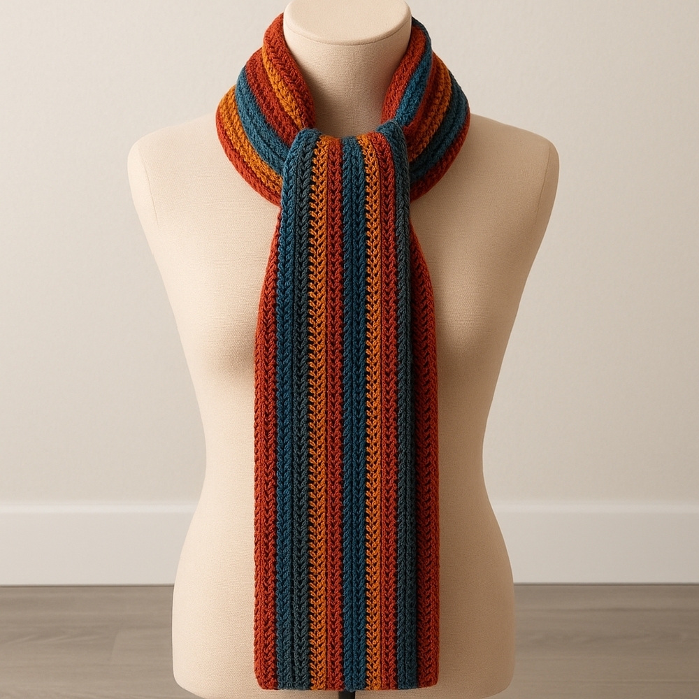 #36 Vibrant Striped Knit Scarf